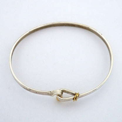 Tiffany & Co Bangle Hook Eye 18k Yellow Gold 925 Sterling Silver Bracelet — view 3