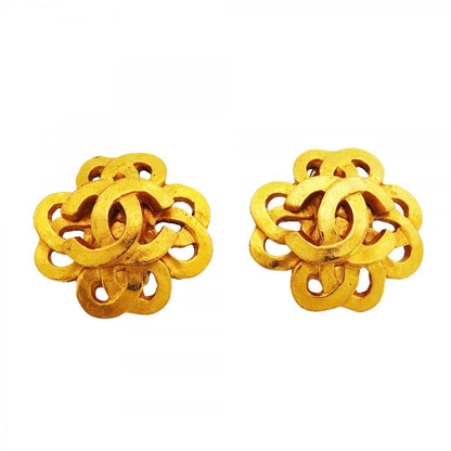 Chanel Earrings Vintage CC Logo Gold Plated