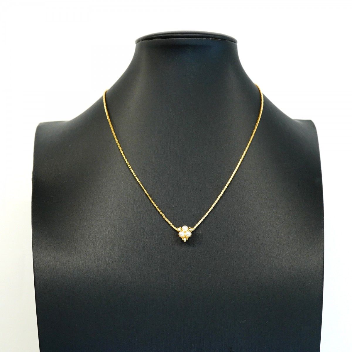 Dior Necklace Gold Plated Faux Pearl Rhinestone — view 5