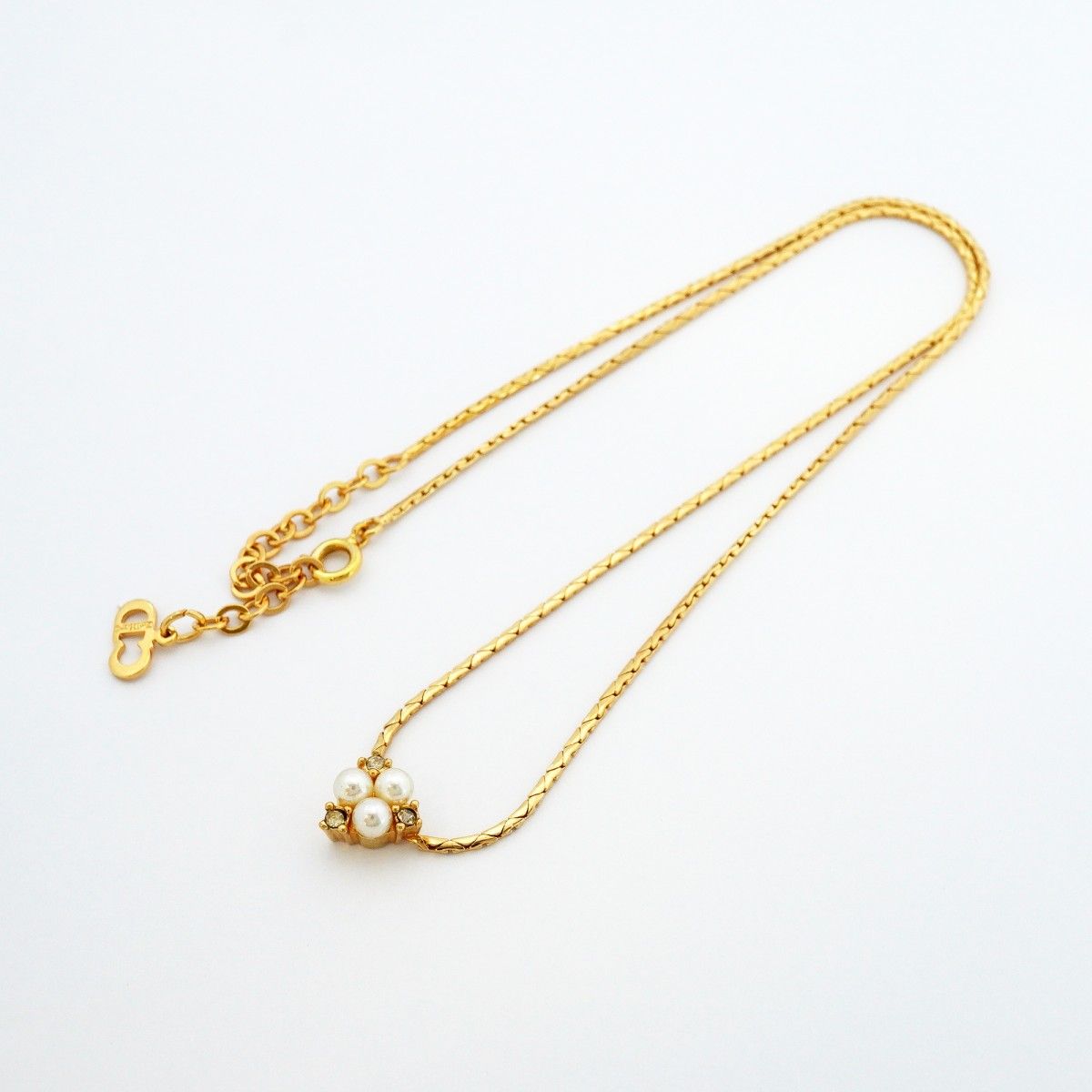 Dior Necklace Gold Plated Faux Pearl Rhinestone — view 3