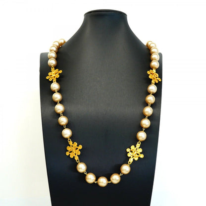 Chanel Necklace Vintage CC Logo Gold Plated Faux Pearl — view 6