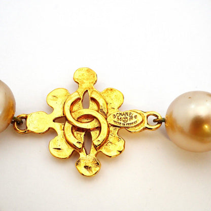 Chanel Necklace Vintage CC Logo Gold Plated Faux Pearl — view 5