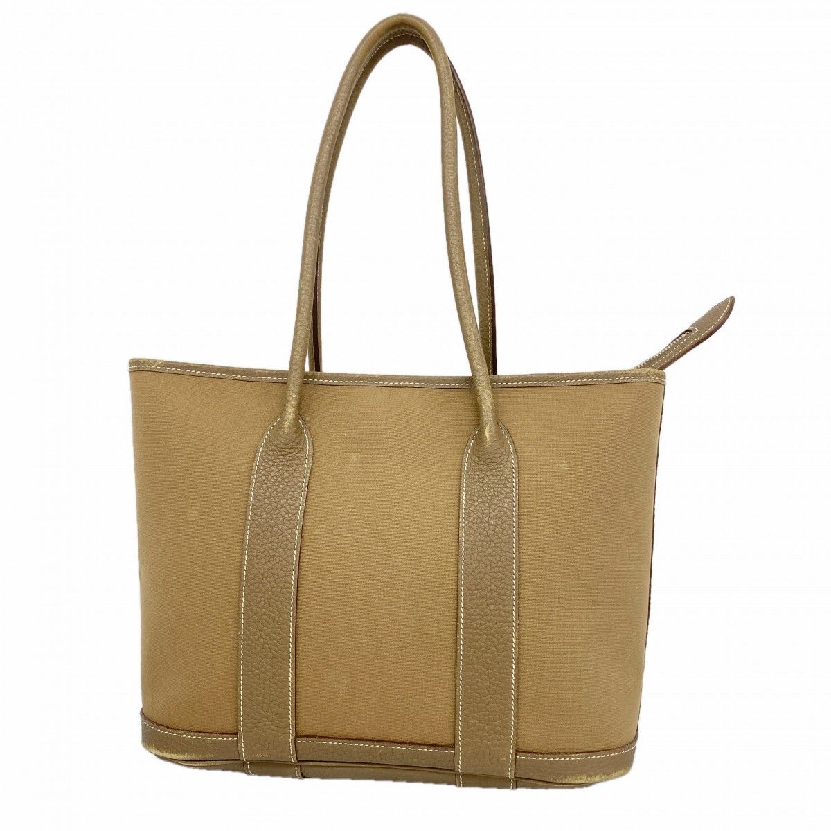 Hermes Tote Garden Zip PM Toile Officier Etoupe Silver