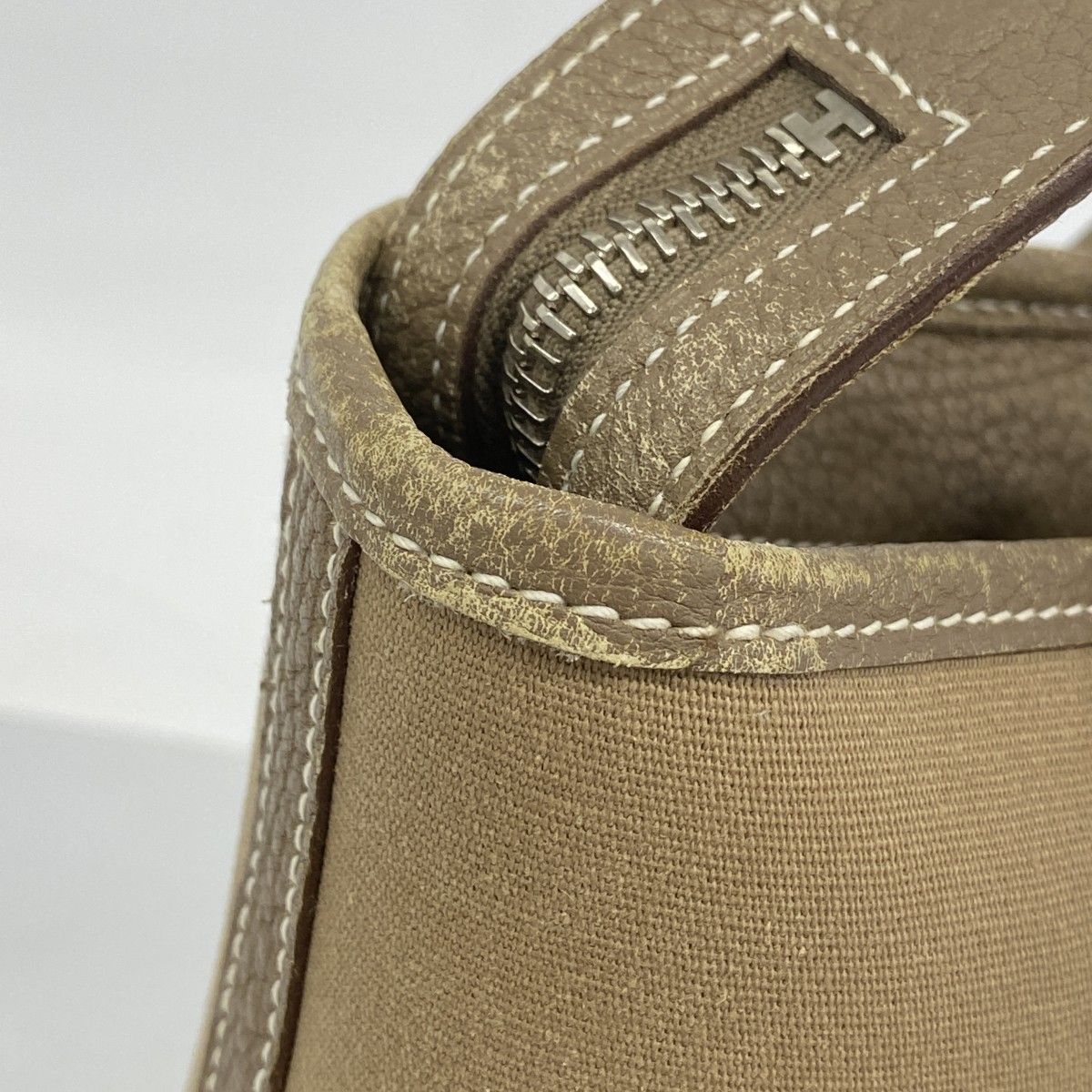 Hermes Tote Garden Zip PM Toile Officier Etoupe Silver — view 8