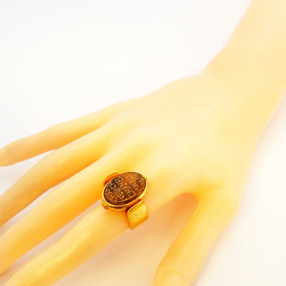 Chanel Ring Vintage CC Logo Gold Plated Gripoix — view 6