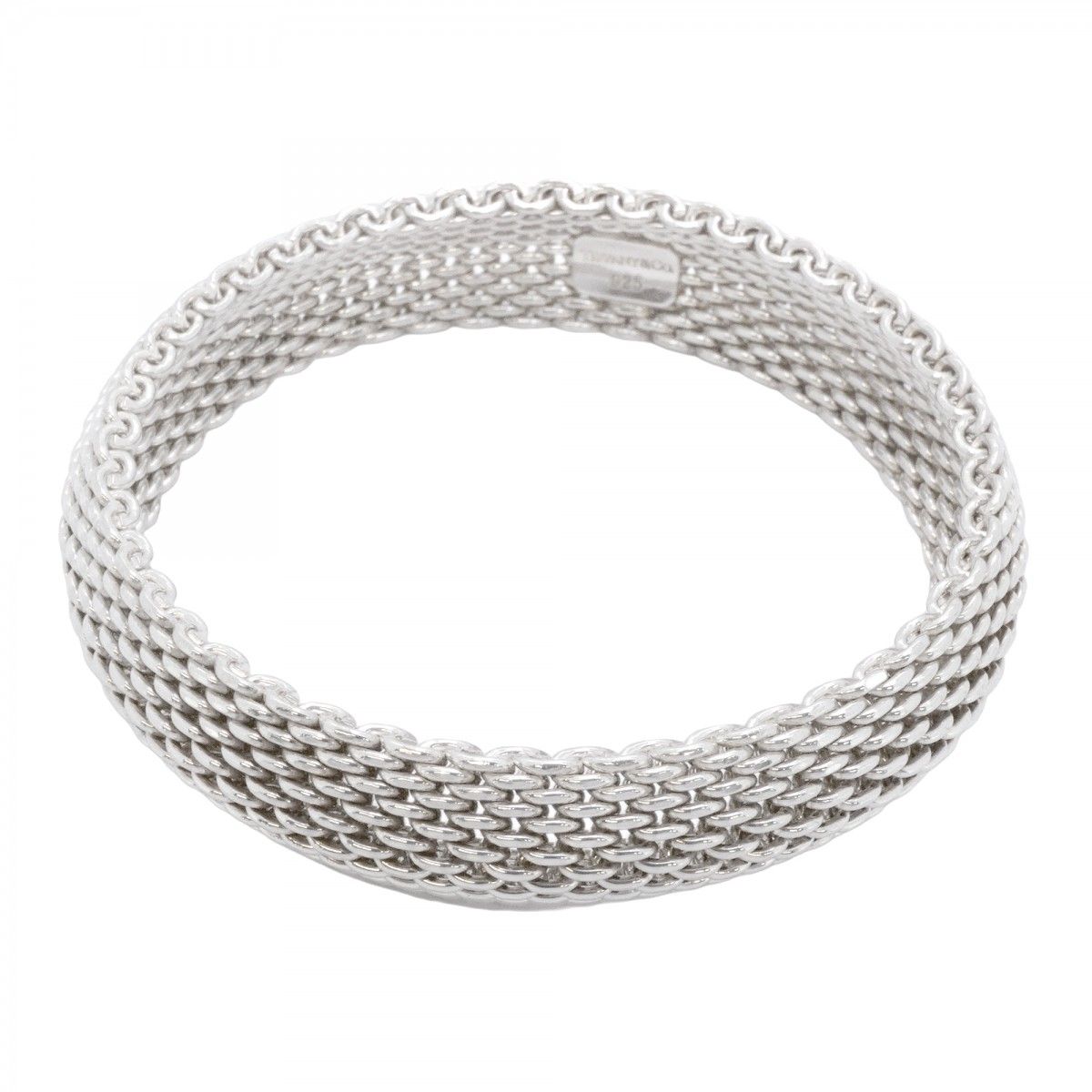 Tiffany & Co Bangle Somerset Mesh 925 Sterling Silver Bracelet