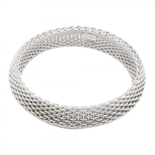 Tiffany & Co Bangle Somerset Mesh 925 Sterling Silver Bracelet