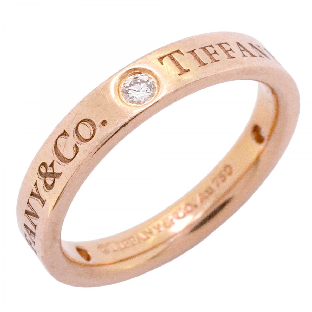 Tiffany & Co Ring Flat Band 18k Pink Gold Diamond
