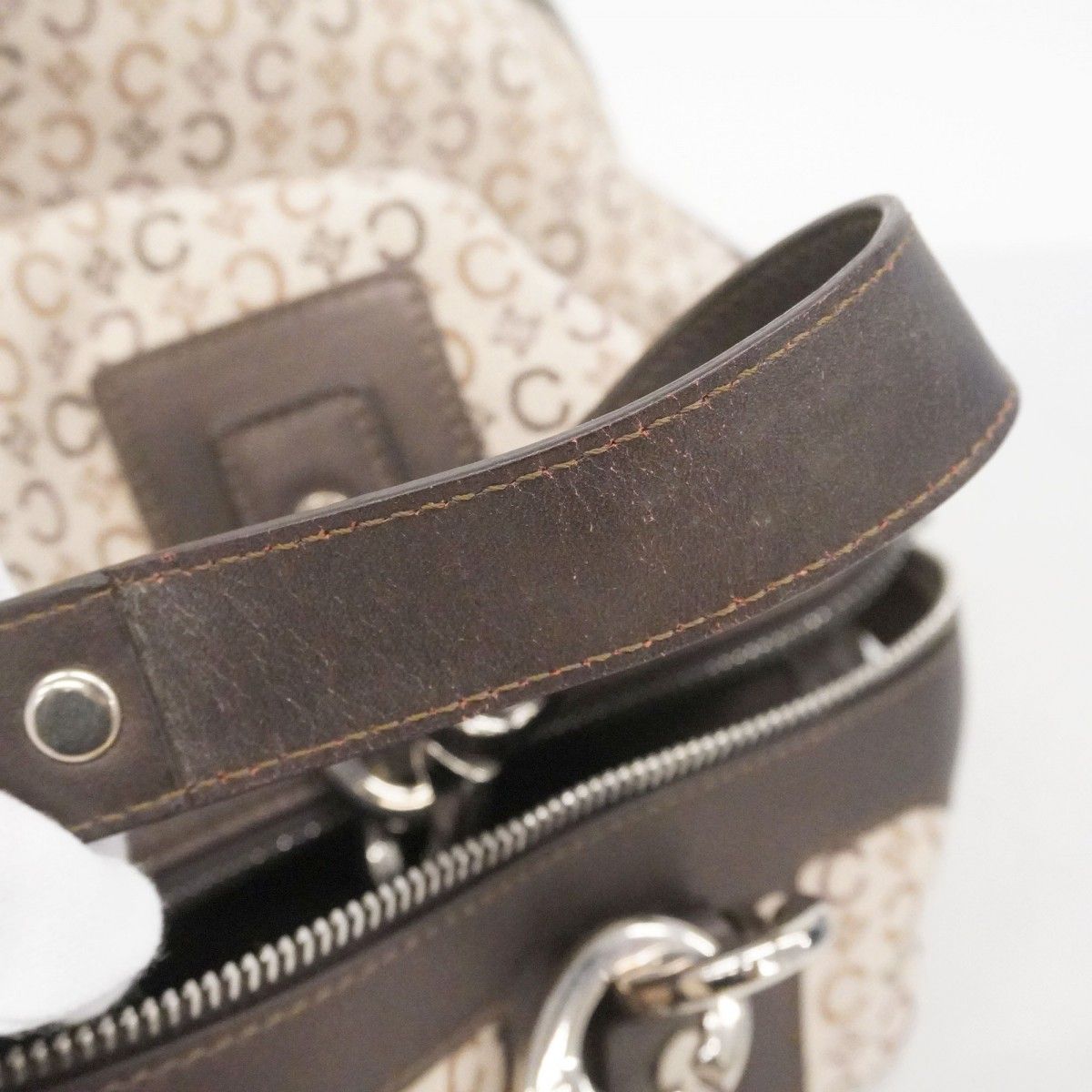 Celine Handbag C Macadam Canvas Brown Silver — view 9