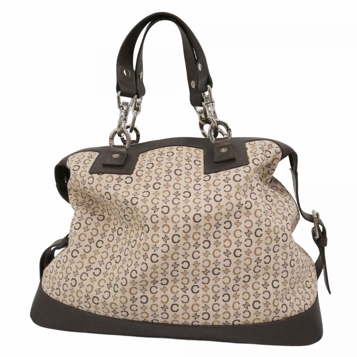 Celine Handbag C Macadam Canvas Brown Silver