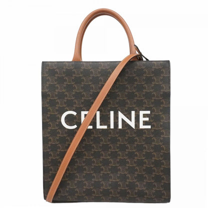 Celine Tote Trio Vertical Cover Brown Black Gold 2-Way
