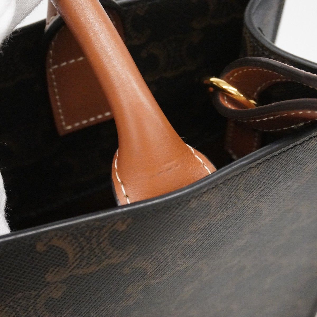 Celine Tote Trio Vertical Cover Brown Black Gold 2-Way — view 8
