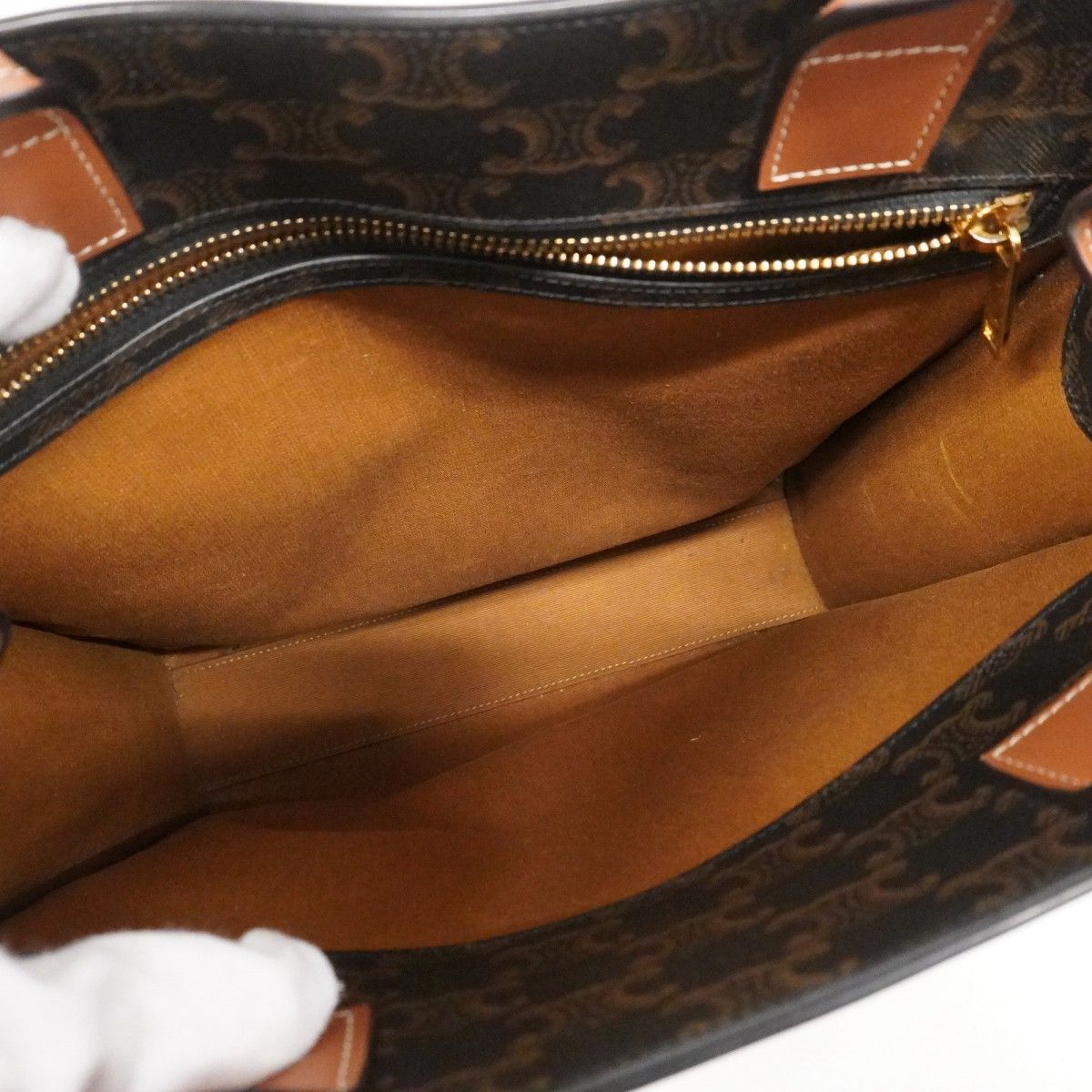 Celine Tote Trio Vertical Cover Brown Black Gold 2-Way — view 4