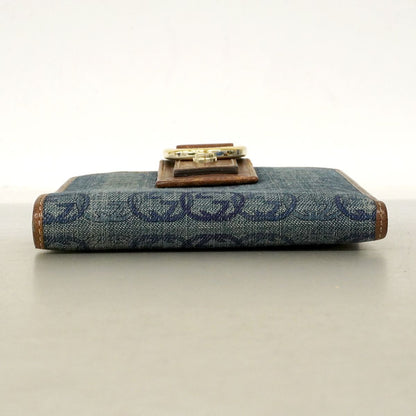 Gucci Wallet Denim Blue Brown Gold — view 3