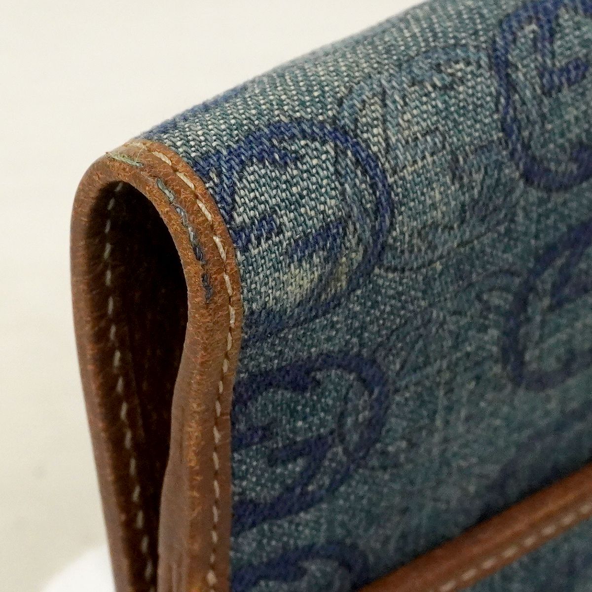 Gucci Wallet Denim Blue Brown Gold — view 7