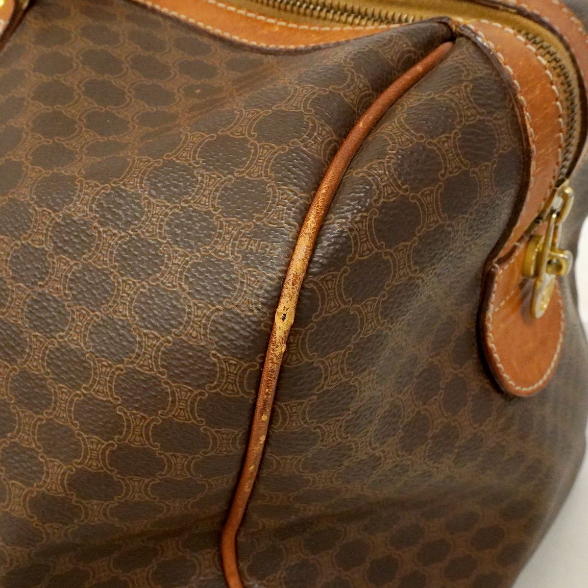 Celine Boston Bag Macadam Brown Gold — view 8