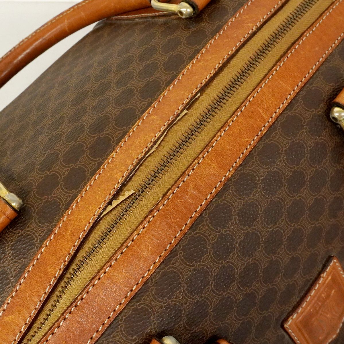 Celine Boston Bag Macadam Brown Gold — view 7