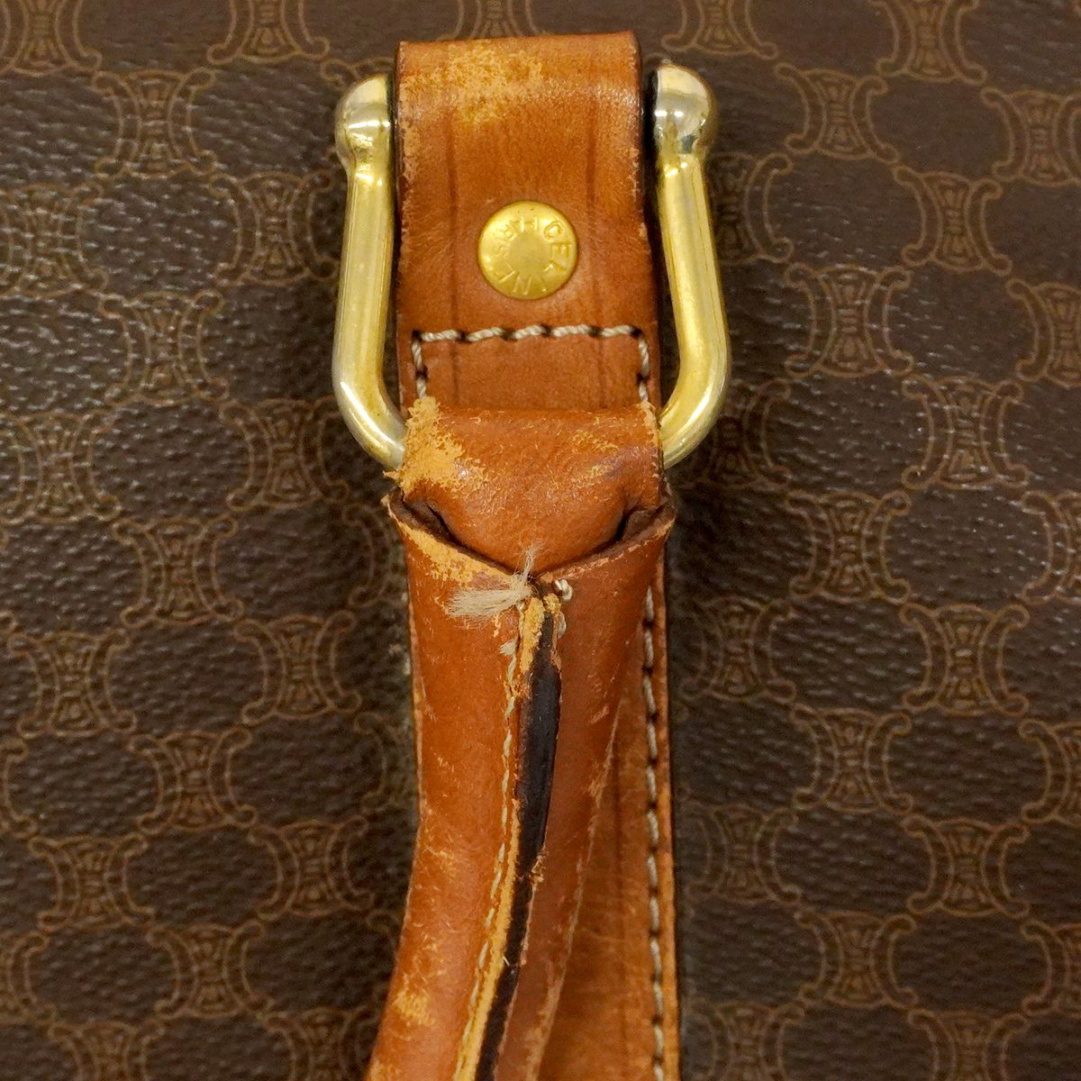 Celine Boston Bag Macadam Brown Gold — view 9