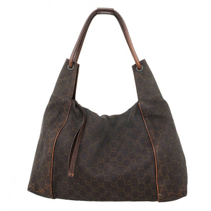 Gucci Shoulder Bag Denim Dark Brown Gold