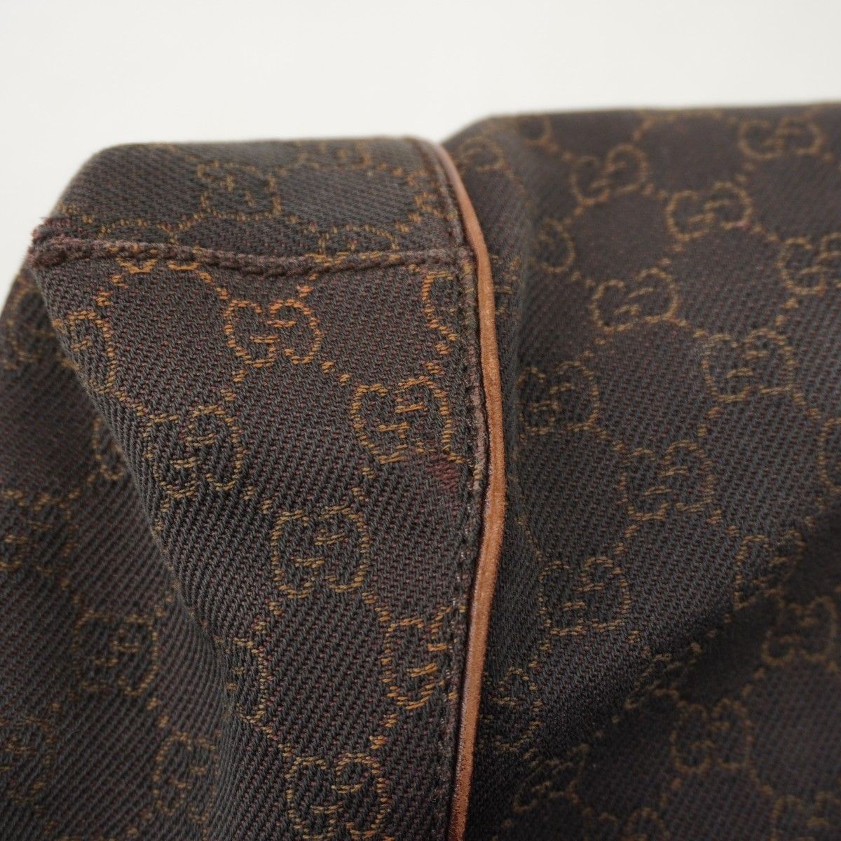 Gucci Shoulder Bag Denim Dark Brown Gold — view 9