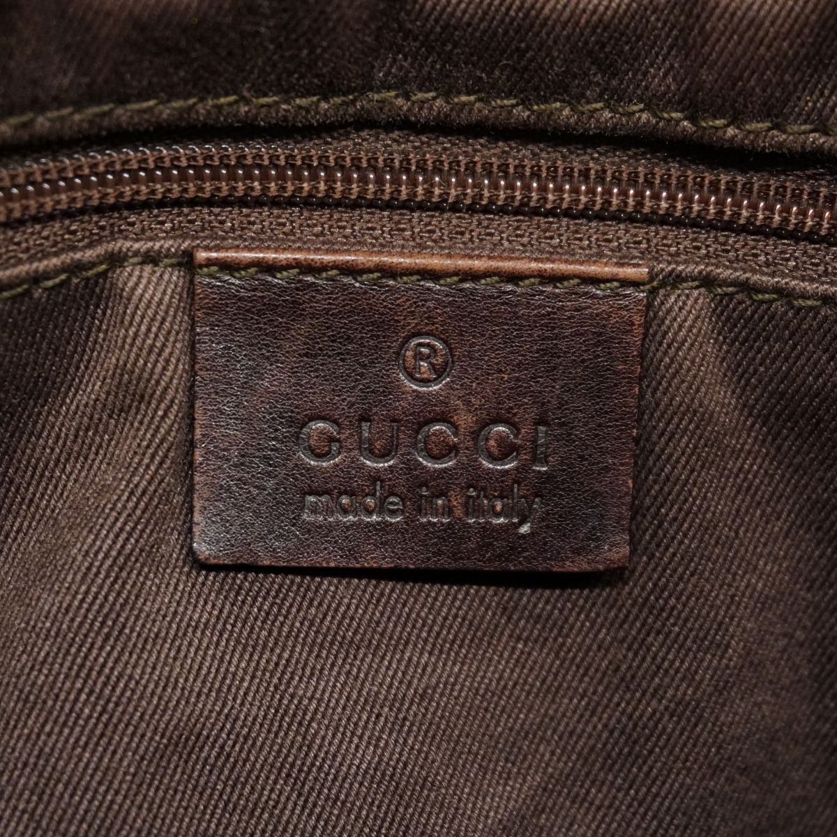 Gucci Shoulder Bag Denim Dark Brown Gold — view 5