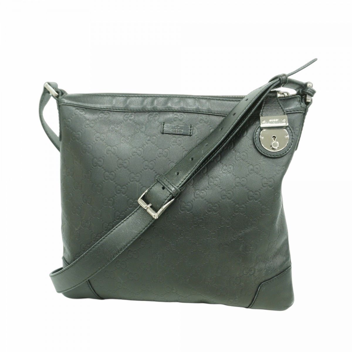 Gucci Shoulder Bag Guccissima Leather Black Silver