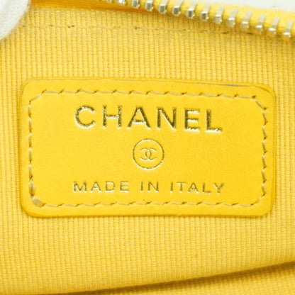 Chanel Coin Case Quilted Caviar Leather Yellow Champagne Gold — view 4