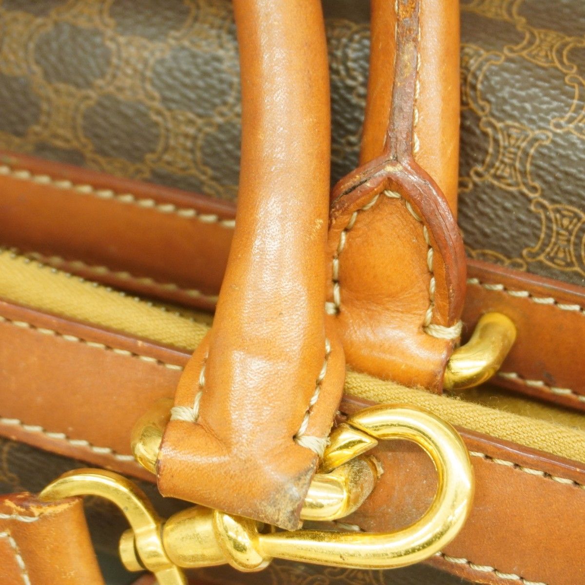 Celine Boston Bag Macadam Brown Gold — view 8