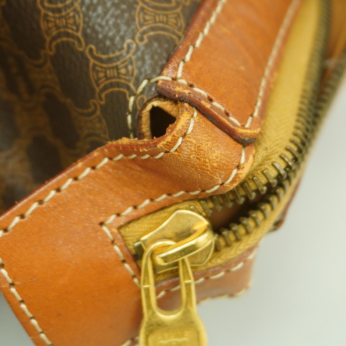 Celine Boston Bag Macadam Brown Gold — view 7