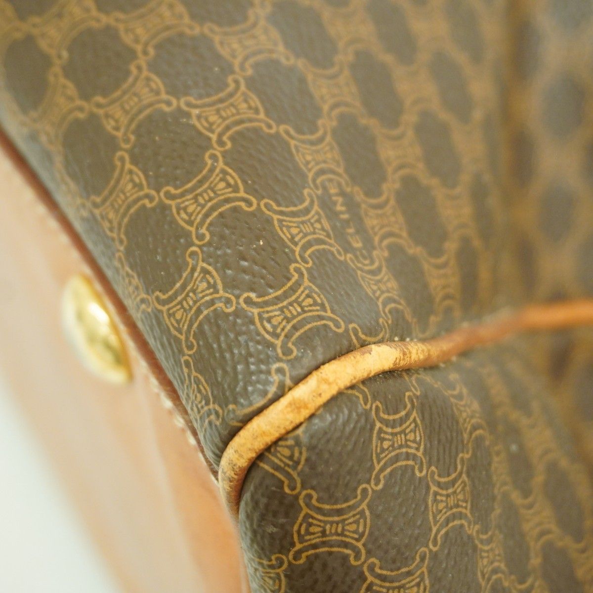 Celine Boston Bag Macadam Brown Gold — view 6