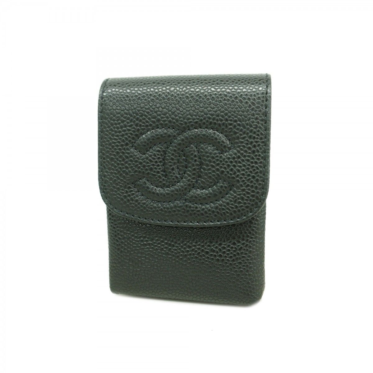 Chanel Cigarette Case Caviar Leather Black Champagne Gold