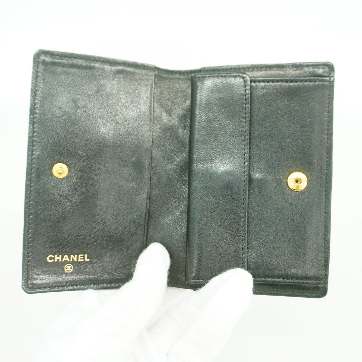 Chanel Coin Case Bicolor Leather Black Gold — view 3