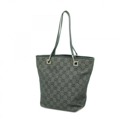 Gucci Tote Denim Gray Black Silver