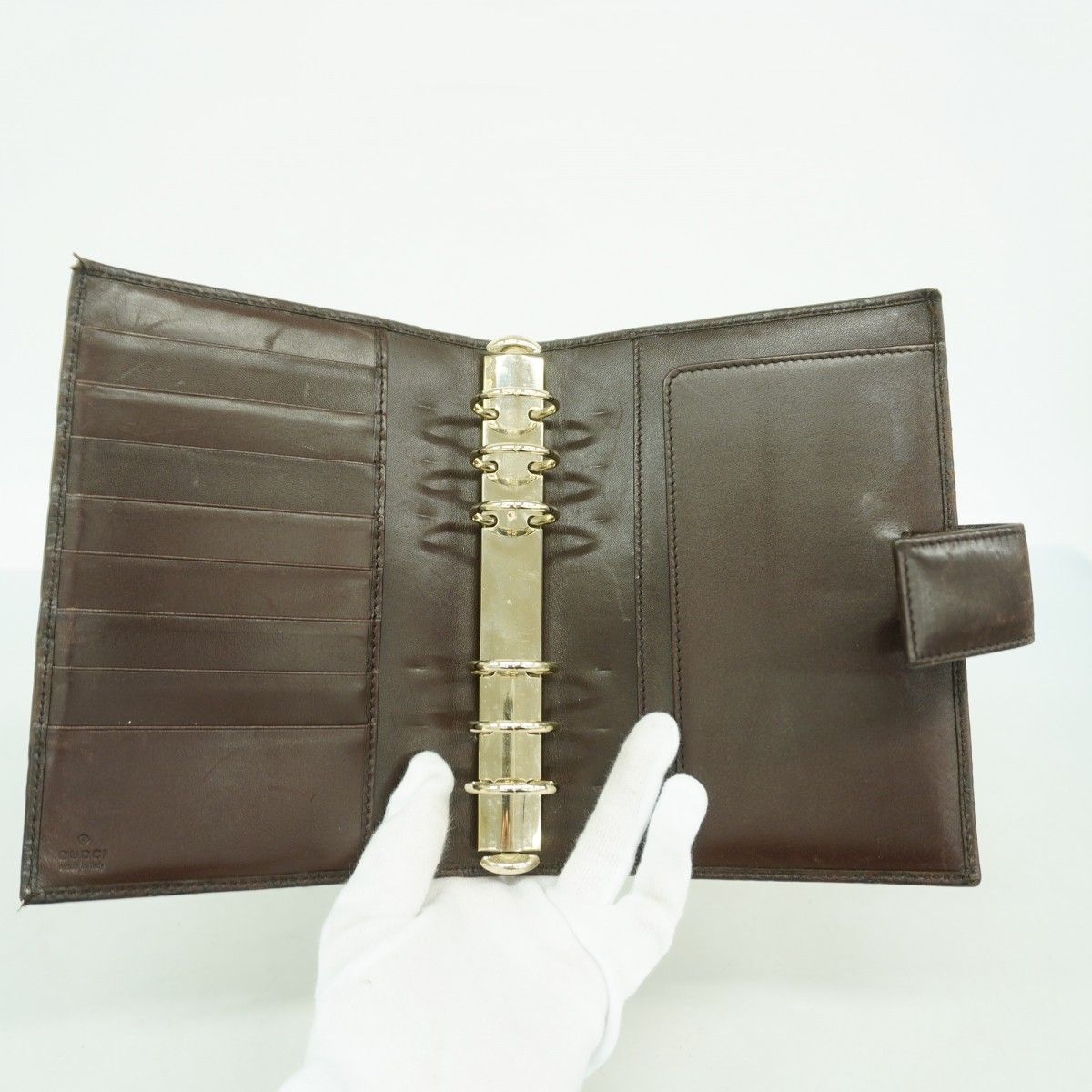 Gucci Notebook Cover Guccissima Leather Dark Brown Champagne Gold Agenda — view 3