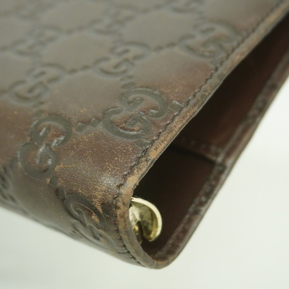 Gucci Notebook Cover Guccissima Leather Dark Brown Champagne Gold Agenda — view 6