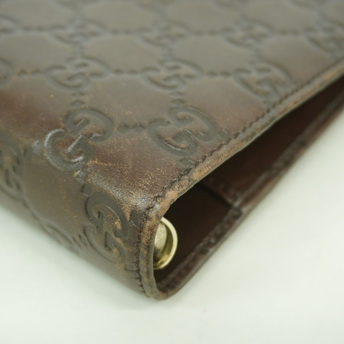 Gucci Notebook Cover Guccissima Leather Dark Brown Champagne Gold Agenda — view 5