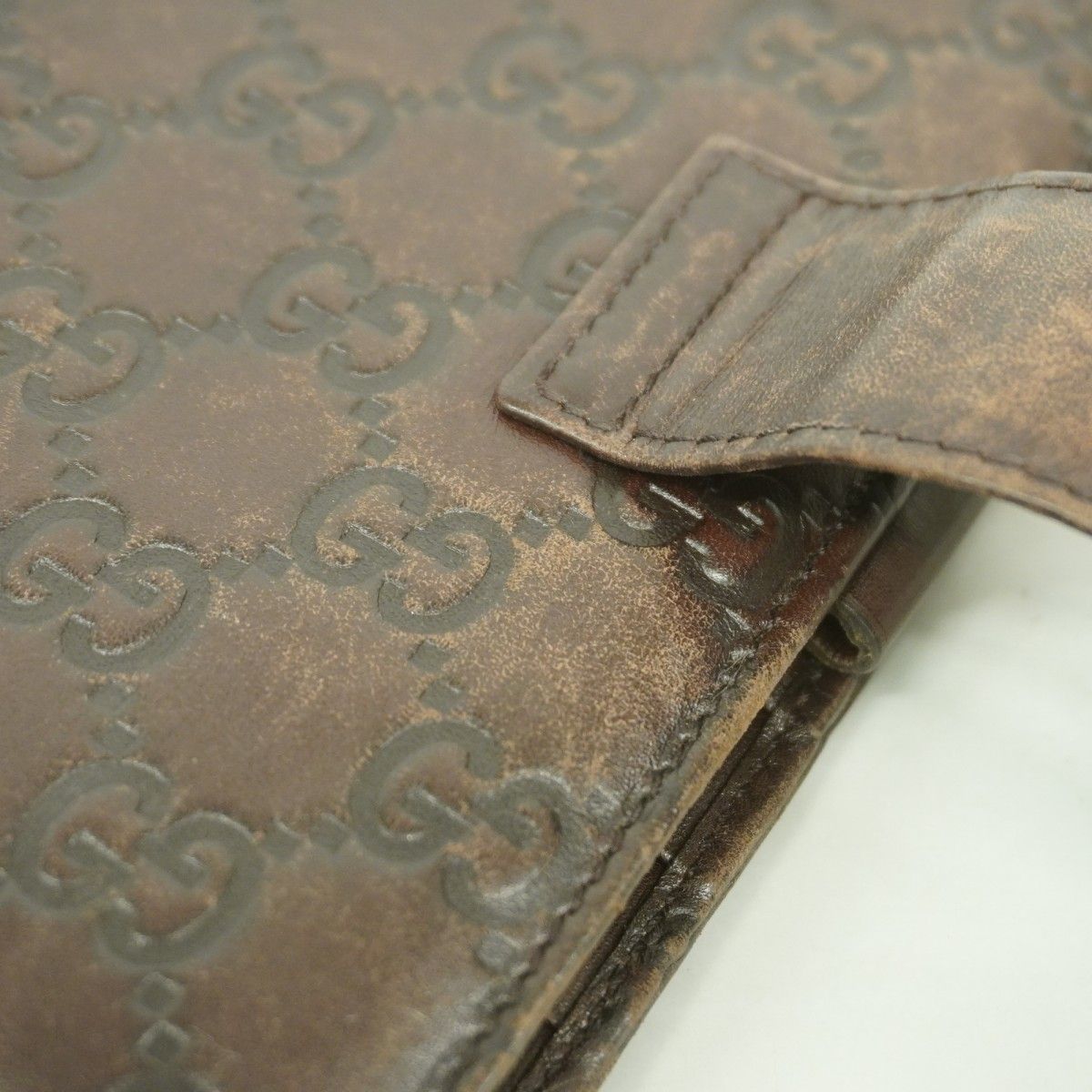 Gucci Notebook Cover Guccissima Leather Dark Brown Champagne Gold Agenda — view 9