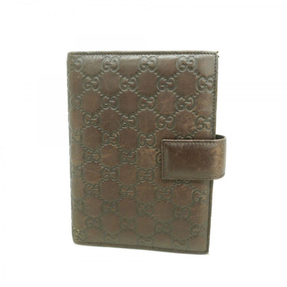 Gucci Notebook Cover Guccissima Leather Dark Brown Champagne Gold Agenda