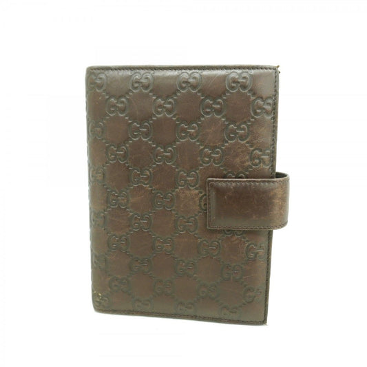 Gucci Notebook Cover Guccissima Leather Dark Brown Champagne Gold Agenda