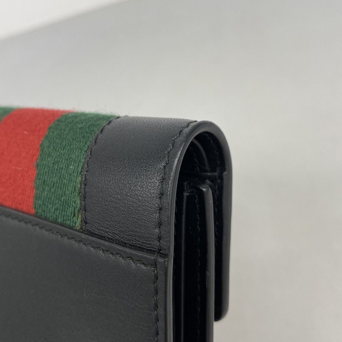 Gucci Trifold Wallet Sherry Line Leather Black Gold — view 5