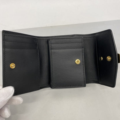 Gucci Trifold Wallet Sherry Line Leather Black Gold — view 3