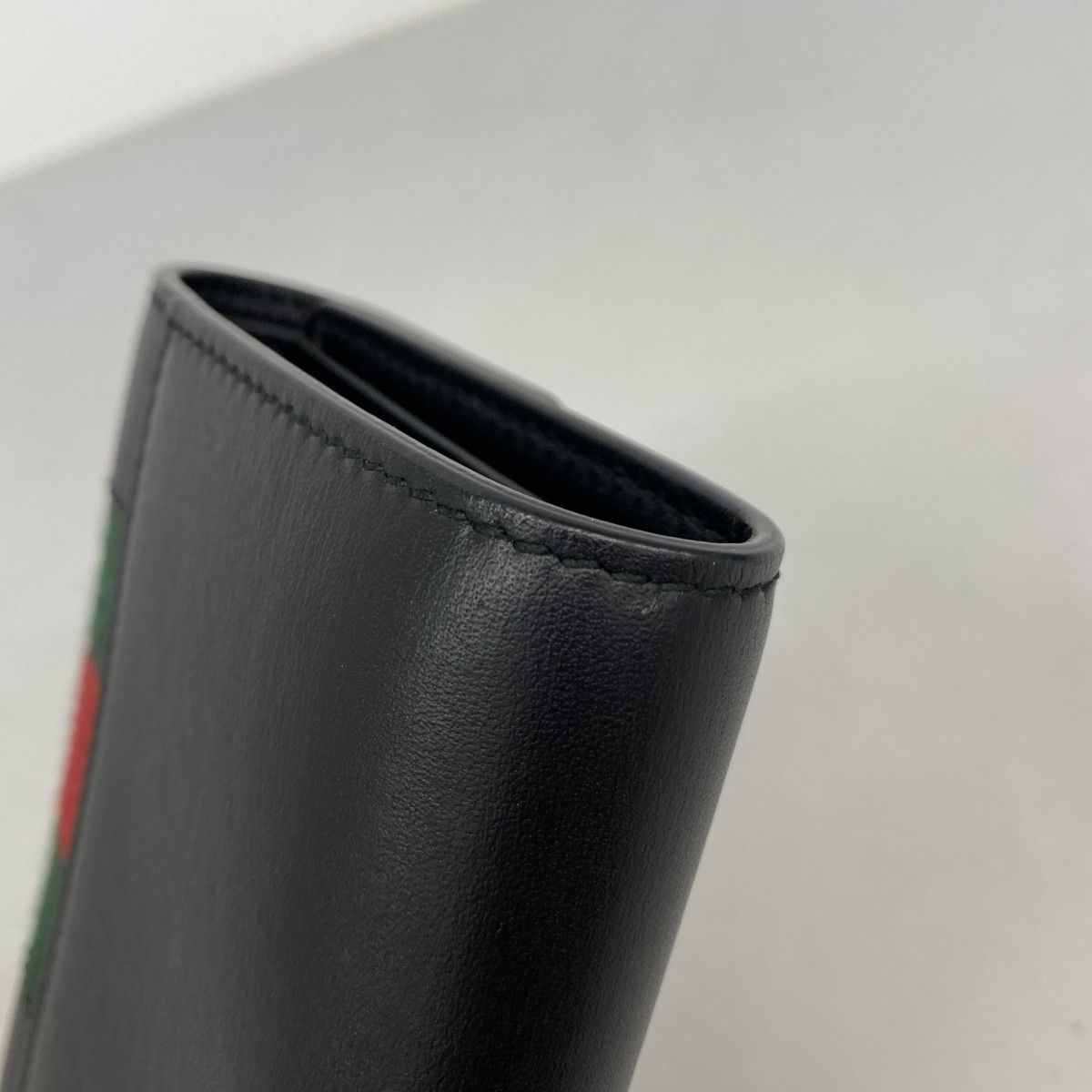 Gucci Trifold Wallet Sherry Line Leather Black Gold — view 6