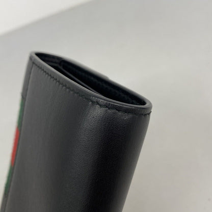 Gucci Trifold Wallet Sherry Line Leather Black Gold — view 6
