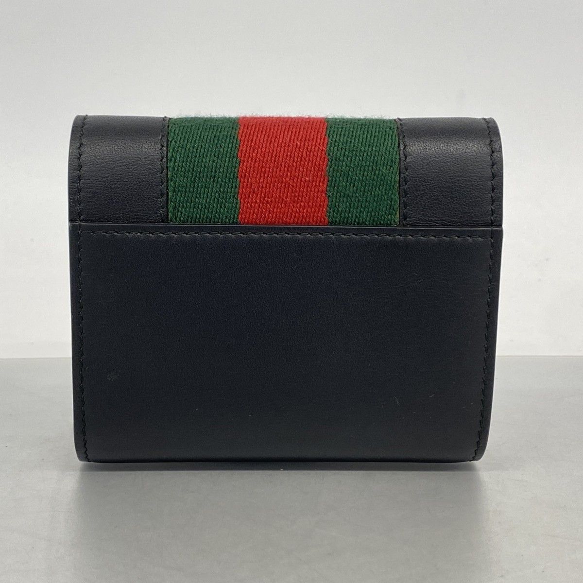 Gucci Trifold Wallet Sherry Line Leather Black Gold — view 7