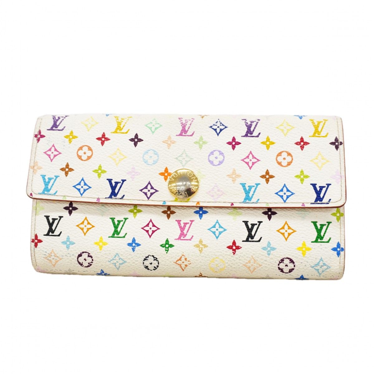 Louis Vuitton Wallet Monogram Multicolor Pochette Porte-Monnaie Cles Blanc