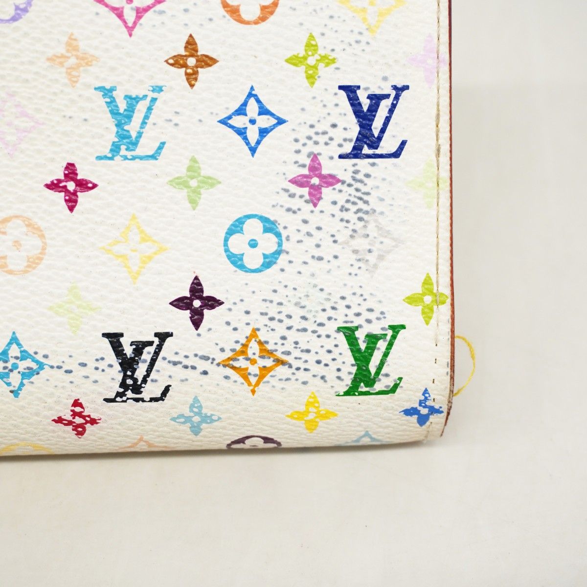 Louis Vuitton Wallet Monogram Multicolor Pochette Porte-Monnaie Cles Blanc — view 7