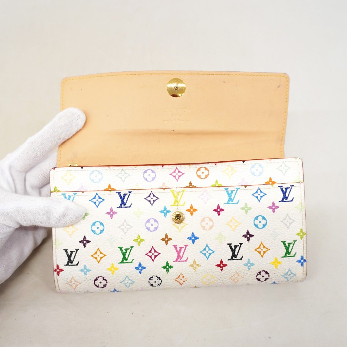 Louis Vuitton Wallet Monogram Multicolor Pochette Porte-Monnaie Cles Blanc — view 9