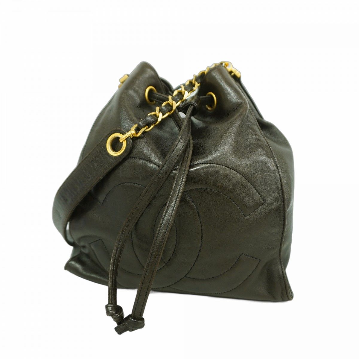 Chanel Shoulder Bag Lambskin Black Gold