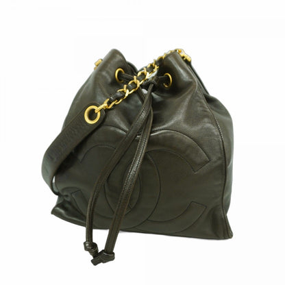 Chanel Shoulder Bag Lambskin Black Gold