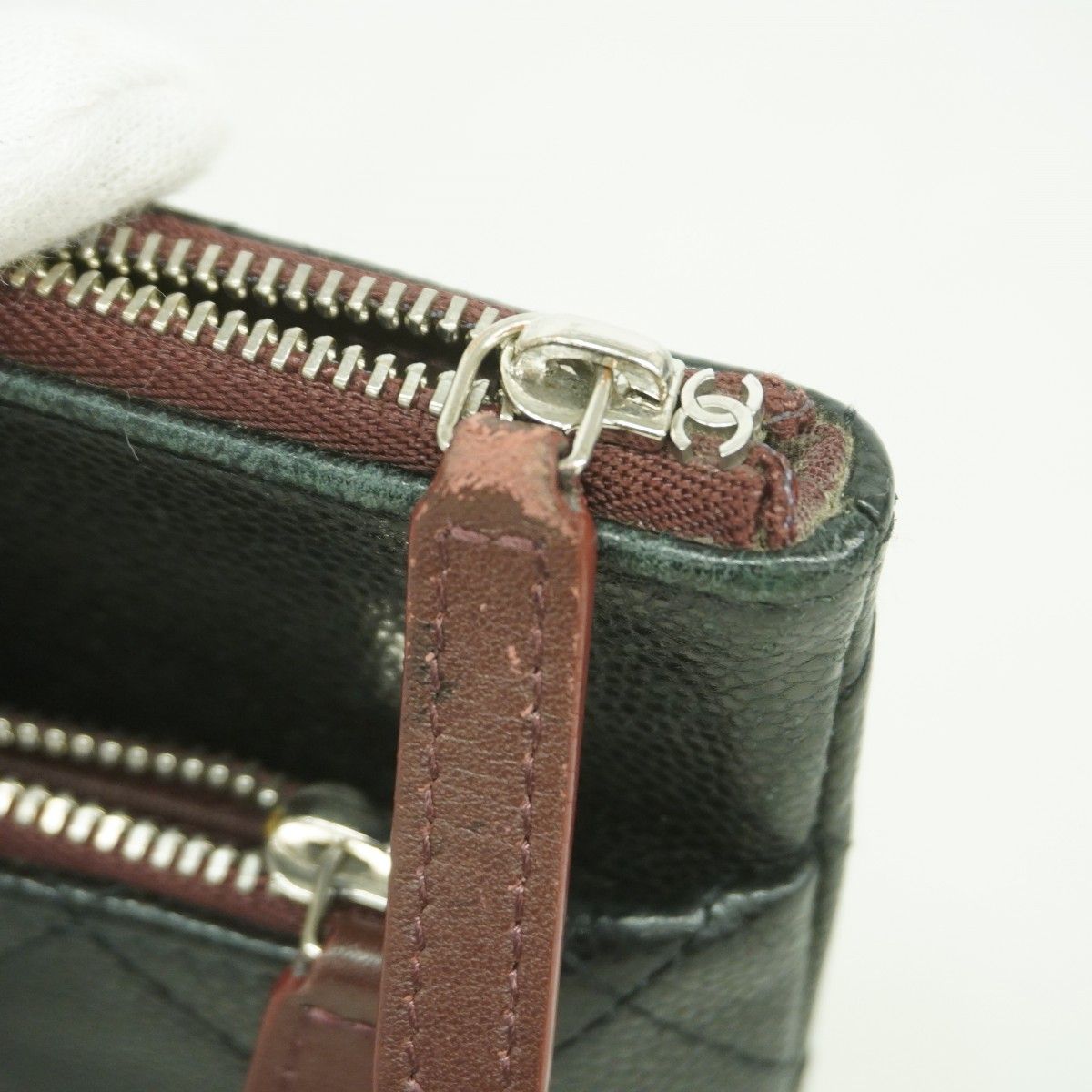 Chanel Pouch Quilted Caviar Leather Black Silver — view 6